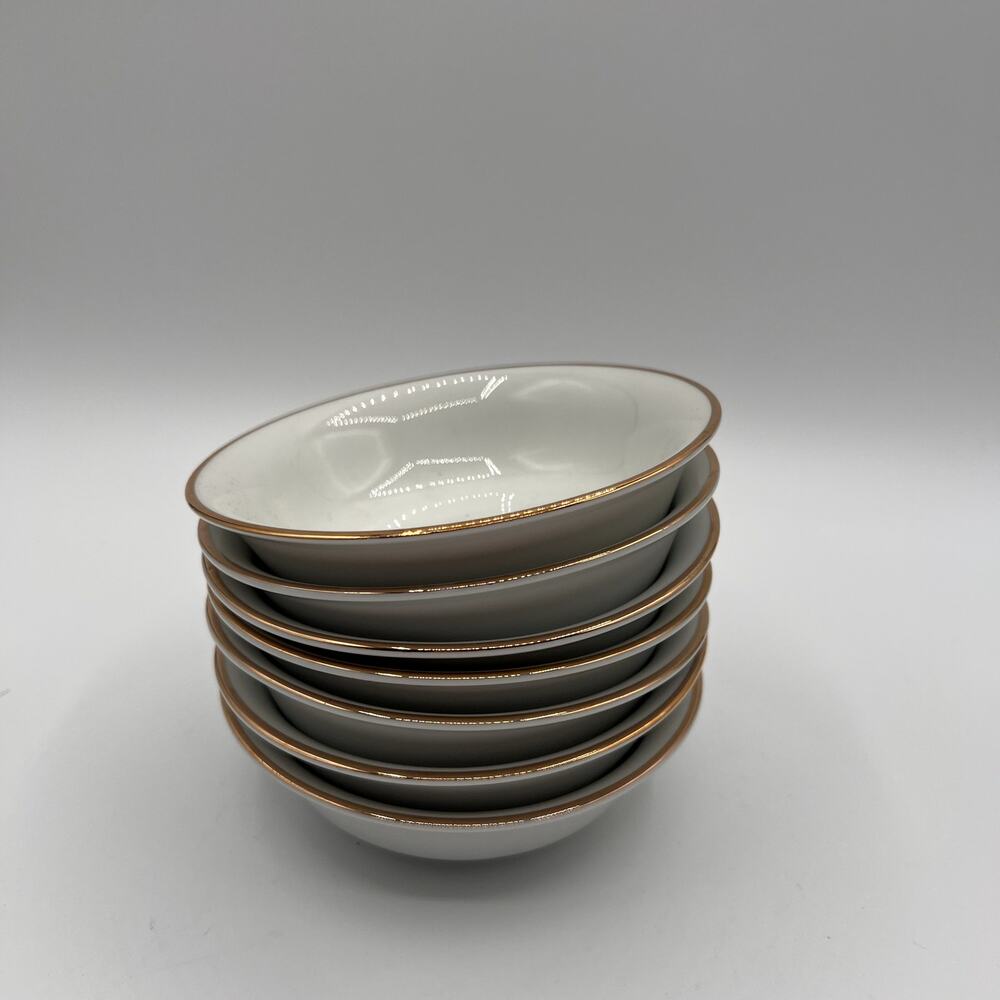 JOHANN HAVILAND Germany Vtg Porcelain Bowls- White with Gold Trim Set of 6